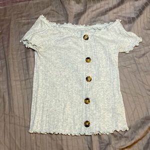 Grey button down blouse girls